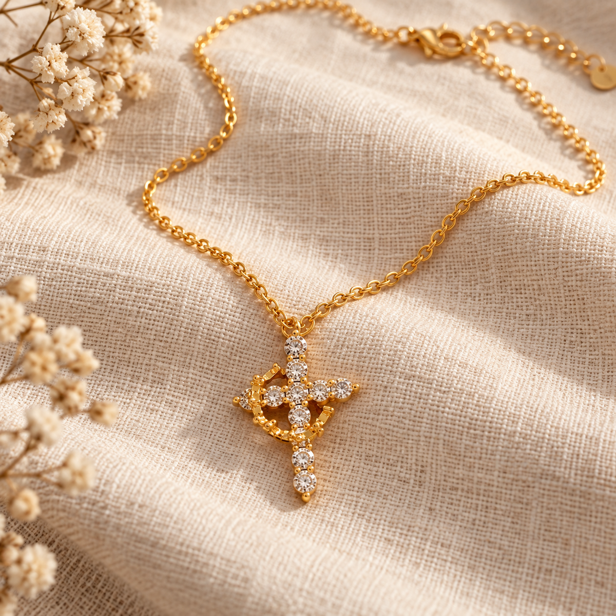 Crystal Cross Necklace by Sanctelle, view 2