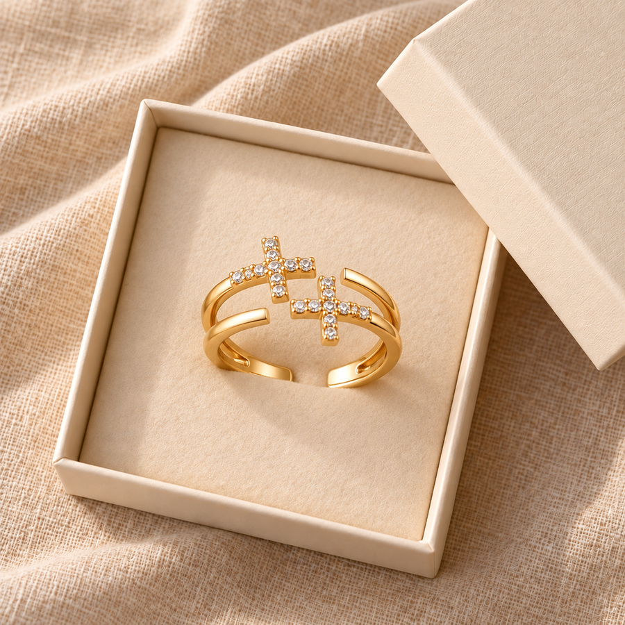 Double Cross Ring by Sanctelle, view 5