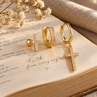 Cross Earring Trio by Sanctelle, view 3