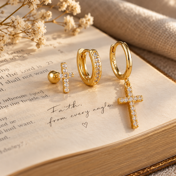 Cross Earring Trio by Sanctelle, view 3