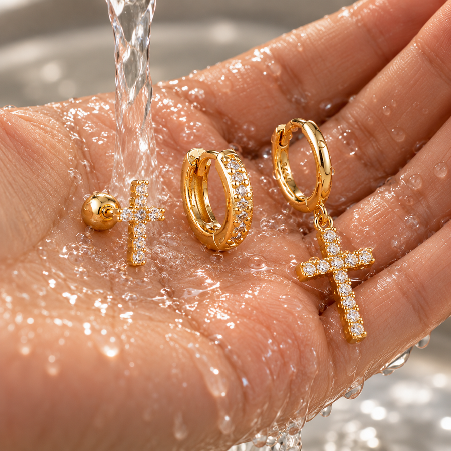 Cross Earring Trio by Sanctelle, view 4