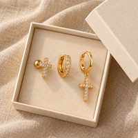 Cross Earring Trio by Sanctelle, view 5