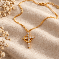 Crystal Cross Necklace by Sanctelle, view 2