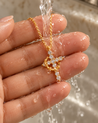 Crystal Cross Necklace by Sanctelle, view 4