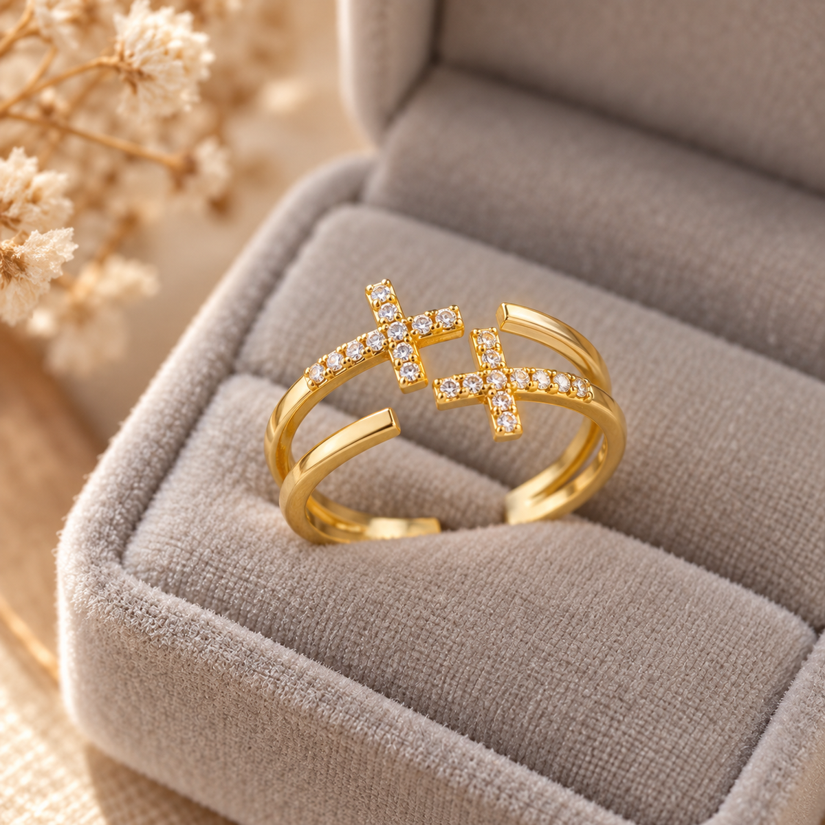 Double Cross Ring by Sanctelle, view 2