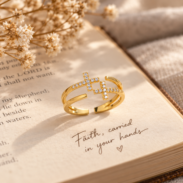 Double Cross Ring by Sanctelle, view 3