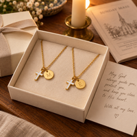 Initial Cross Necklace Set for Two by Sanctelle, view 3