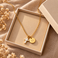 Initial Cross Necklace Set for Two by Sanctelle, view 5