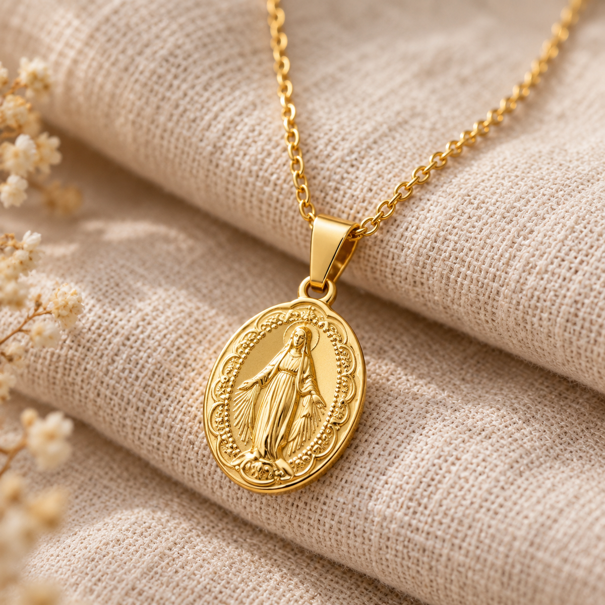 Our Lady of Grace Medal Necklace by Sanctelle, view 2