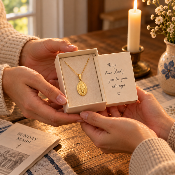 Our Lady of Grace Medal Necklace by Sanctelle, view 3