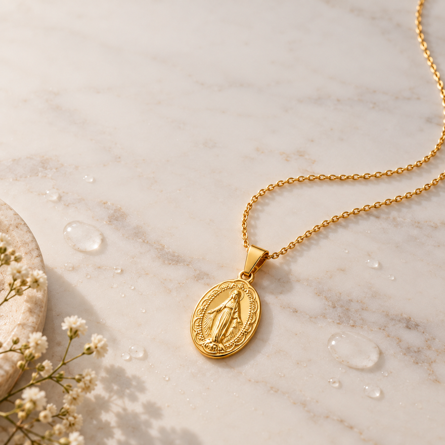 Our Lady of Grace Medal Necklace by Sanctelle, view 4