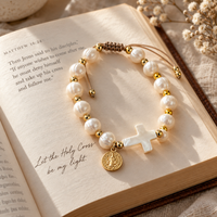 Saint Benedict Pearl Bracelet by Sanctelle, view 3